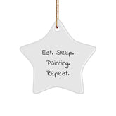 Painting Inspiration Gifts from Men to Women Friends and Family - Eat. Sleep. Painting. Repeat. Star Ornament - Image 1